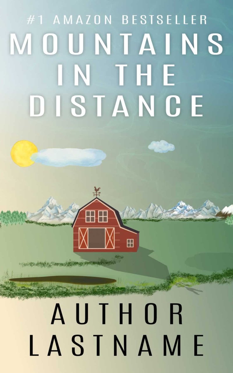 Mountains in the Distance – Cartoon Farm on a grassy plain