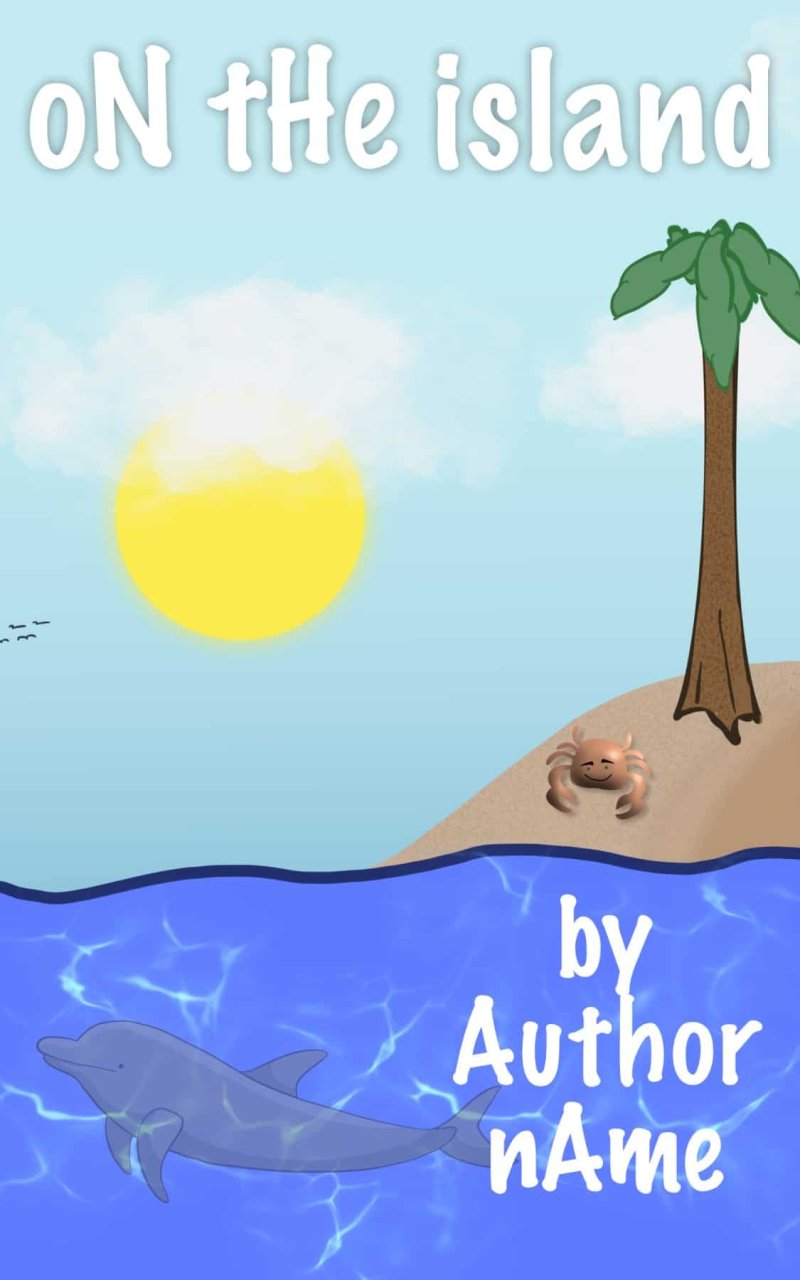 The Island – Kid’s Cover with Dolphin, Sun, and Palm