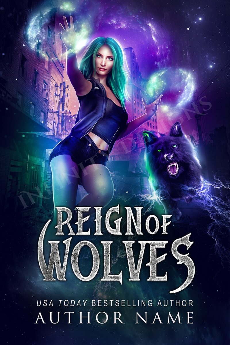 Premade Fantasy Book Cover – Mysterious Woman and Wolf for Paranormal Fantasy